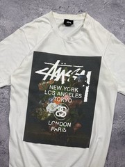 Stussy World Tour T-Shirt Big Logo Flowers Tee Y2K Rare Streetwear Men S Vintage