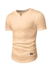 Mens V-Neck Muscle Slim Henley Shirt Workout Gym Athletic Shirt Summer Fashio…