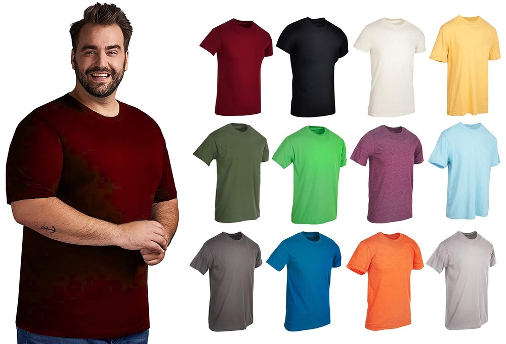 BILLIONHATS 12 Pk Wholesale Men’s Cotton T-Shirt Bulk Big Tall Short Sleeve Tees