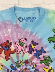 Grateful Dead Men’s Spiral Bears Tie Dye T-shirt Size Medium Liquid Blue