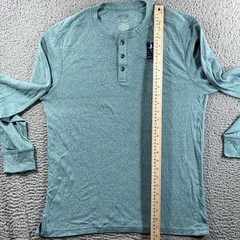 Apt 9 Premier Flex Henley Shirt Mens Medium Blue Heather Long Sleeve Stretch New