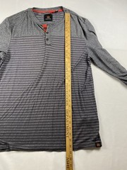 Mountain And Isles Mens Large Long Sleeve Gray Striped Henley Shirt