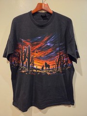 Vintage 90s Nature AOP Shirt Arizona Desert XL Black Sunset Single Stitch Tee