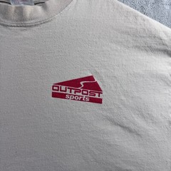 Outpost Sports Men’s T-Shirt XL Beige Retro Logo Short Sleeve Crew Neck Rare
