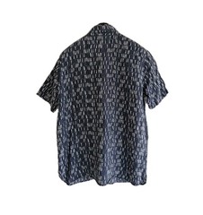 Seasalt Men’s Shirt Medium Blue Heron Short Sleeve Linen Collage Lines “Inkwell”