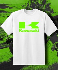KAWASAKI BLACK T-SHIRT GREEN Logo Racing Ninja Motorcycle Motor Bike Fast Ship!