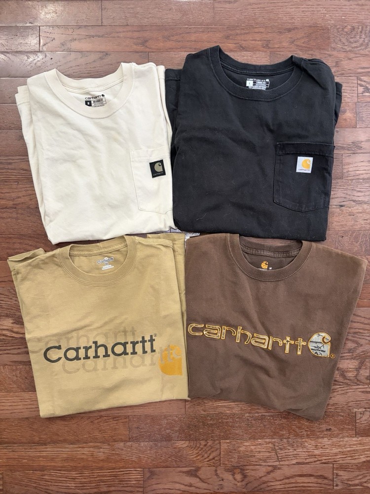Carhartt Men’s T-Shirt Lot of 4 Pocket &Graphic Logo Tees Mixed Colors Sizes M/L