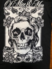 OF MICE AND MEN Rock Band SKULL Large Print Black Graphic Tee SZ S-NWOT
