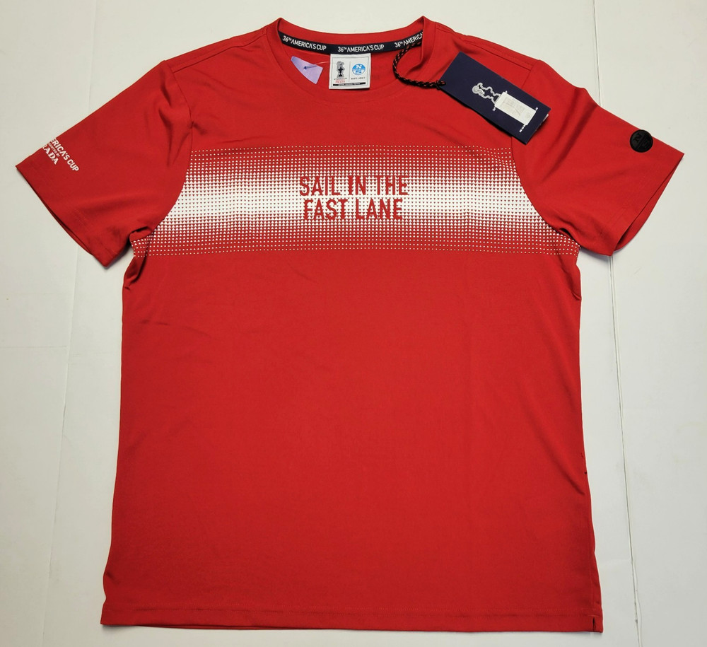 New PRADA 36th America’s Cup Crew Neck S/S MAUKU T-Shirt Men’s SMALL S Red Poly