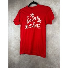 VTG 1984 DALE I Believe In Santa Tee Graphic Red Single Stitch Made in USA Sz S