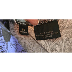 Versace Shirt Mens Medium Black Purple Green Baroque Printed Cotton Pocket Tee