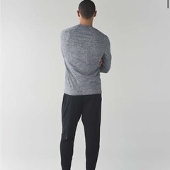 Lululemon Surge Long Sleeve Henley Sz Medium Space Dye Camo Black Dark Slate