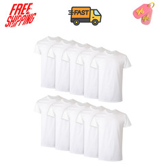 2 Pack of 10 Hanes Men s Super Value Pack White Crew T Shirt Undershirts