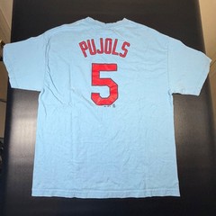 Majestic St Louis Cardinals Albert Pujols 5 MLB T-Shirt Light Blue Mens XL K3