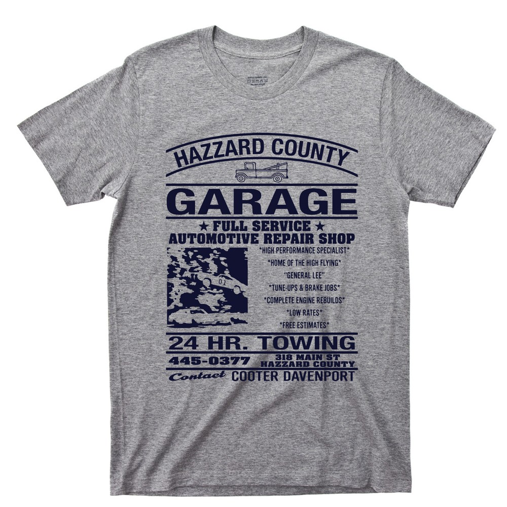 Dukes Of Hazzard County Garage Tee Shirt Bo Luke Daisy Duke TV Show DVD Blu Ray