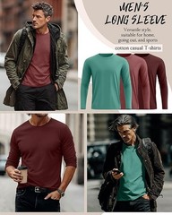 Ficerd 3 Pack men’s Big and Tall Shirts Long Sleeve Cotton Tee Crew Neck Oversiz