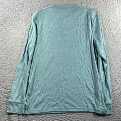 Apt 9 Premier Flex Henley Shirt Mens Medium Blue Heather Long Sleeve Stretch New