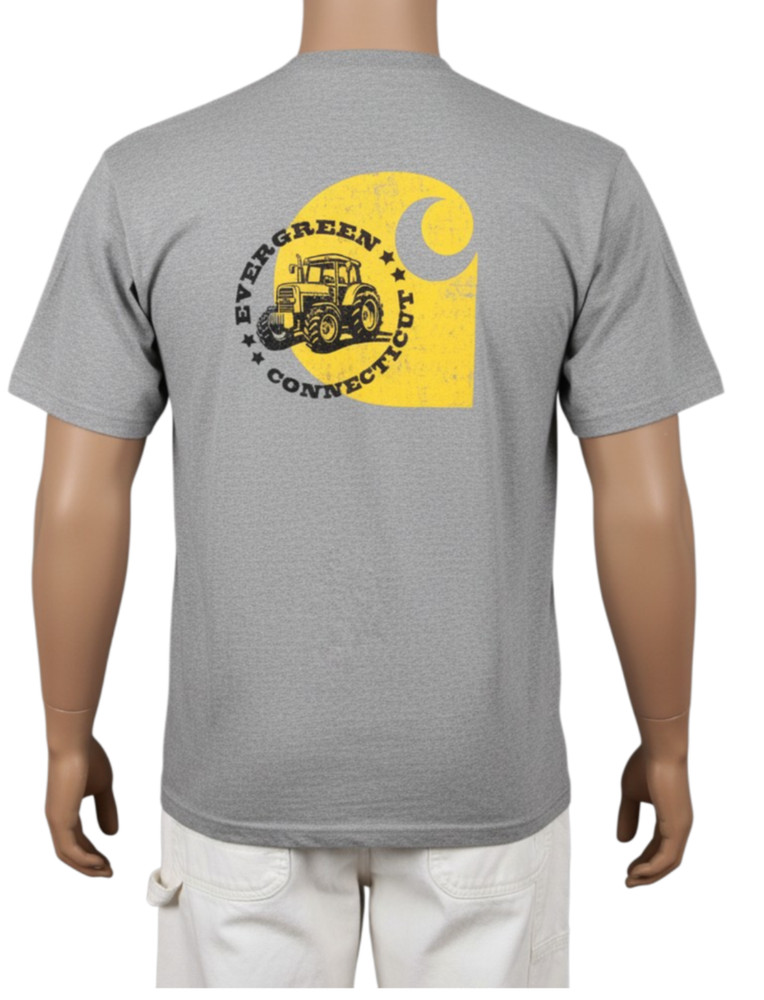 Carhartt K87 2XL Loose Fit CT Tractor Back Print Farm Tee Gray Pocket T-Shirt