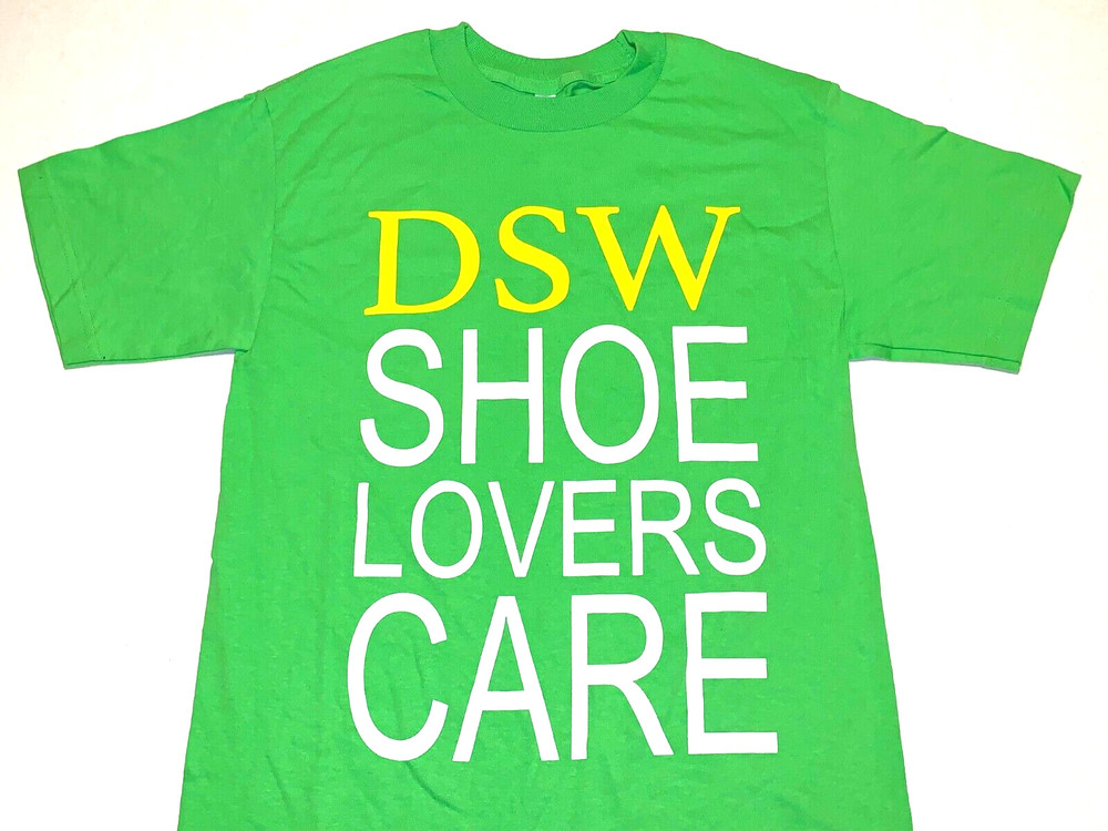 DSW Shoe Lovers Care Designer Shoe Warehouse Stores T-Shirt New! LARGE