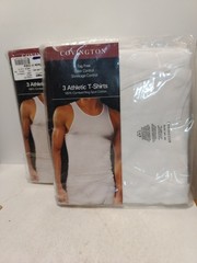 Lot 2 Covington Men’s 3 Pack Tank T-Shirts XL/XG White 100% Cotton NOS 6 Shirts