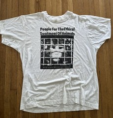White vintage 90s People for the Ethical Treatment of Animals PETA Single Stitch