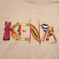 Dash Clothing Shirt Mens Large Beige Kenya Embroidered Graphic Tee Africa Travel