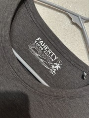 Faherty Shirt Mens Gray Sz L Cloud Cotton Long Sleeve Top Soft Boat Neck Y16
