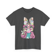 Coquette Easter Bunny Shirt Women Peace Sign Pink Heart Glasses Cute Gift Tee