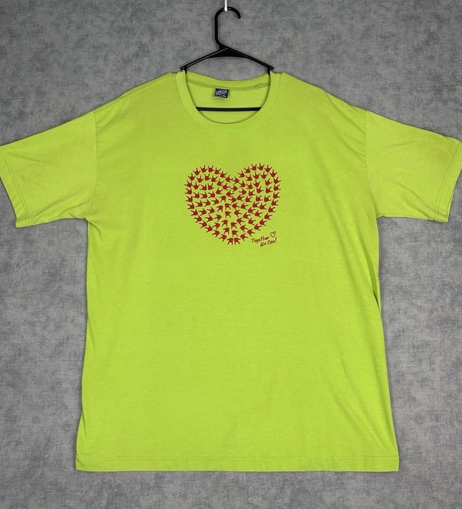 Lifeline Premium 2XL Sign Language Alphabet T-Shirt Green ASL Graphic Tee