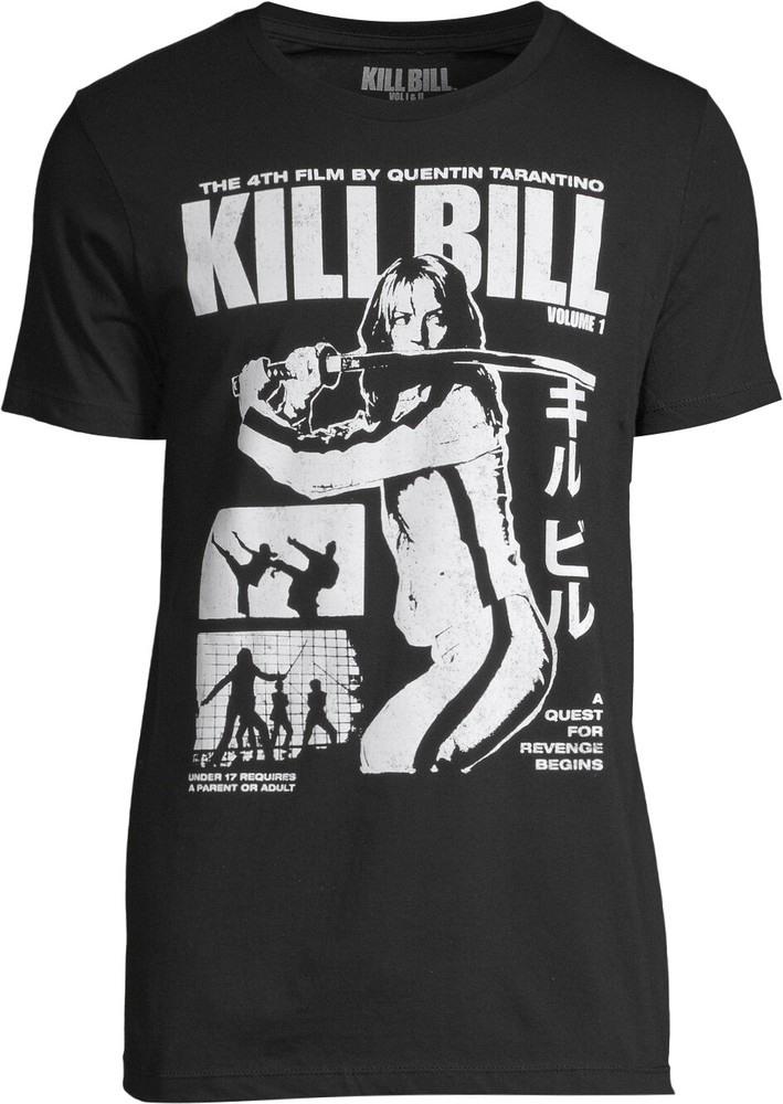 Kill Bill Shirt Black and White Movie Poster Graphic T-Shirt Mens Size Small-2XL
