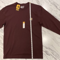 Carhartt K126 Loose Fit Long Sleeve Pocket T-Shirt Burgundy Men’s S Crew
