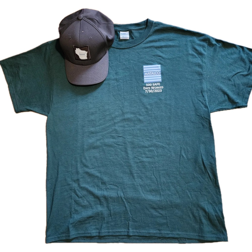 T-shirt with Company Logo & Matching Baseball Cap SIZE XL Dark Green Trucker