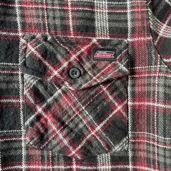 Genuine Dickies Men 100% Cotton Red Black Plaid Flannel Button Down Shirt S