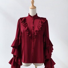 Men’s White Gothic-style shirt long-sleeved Top unisex blouse