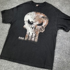 VTG The Punisher Shirt Men XL Black Marvel Mad Engine Rusted Bloody Skull Y2K 04