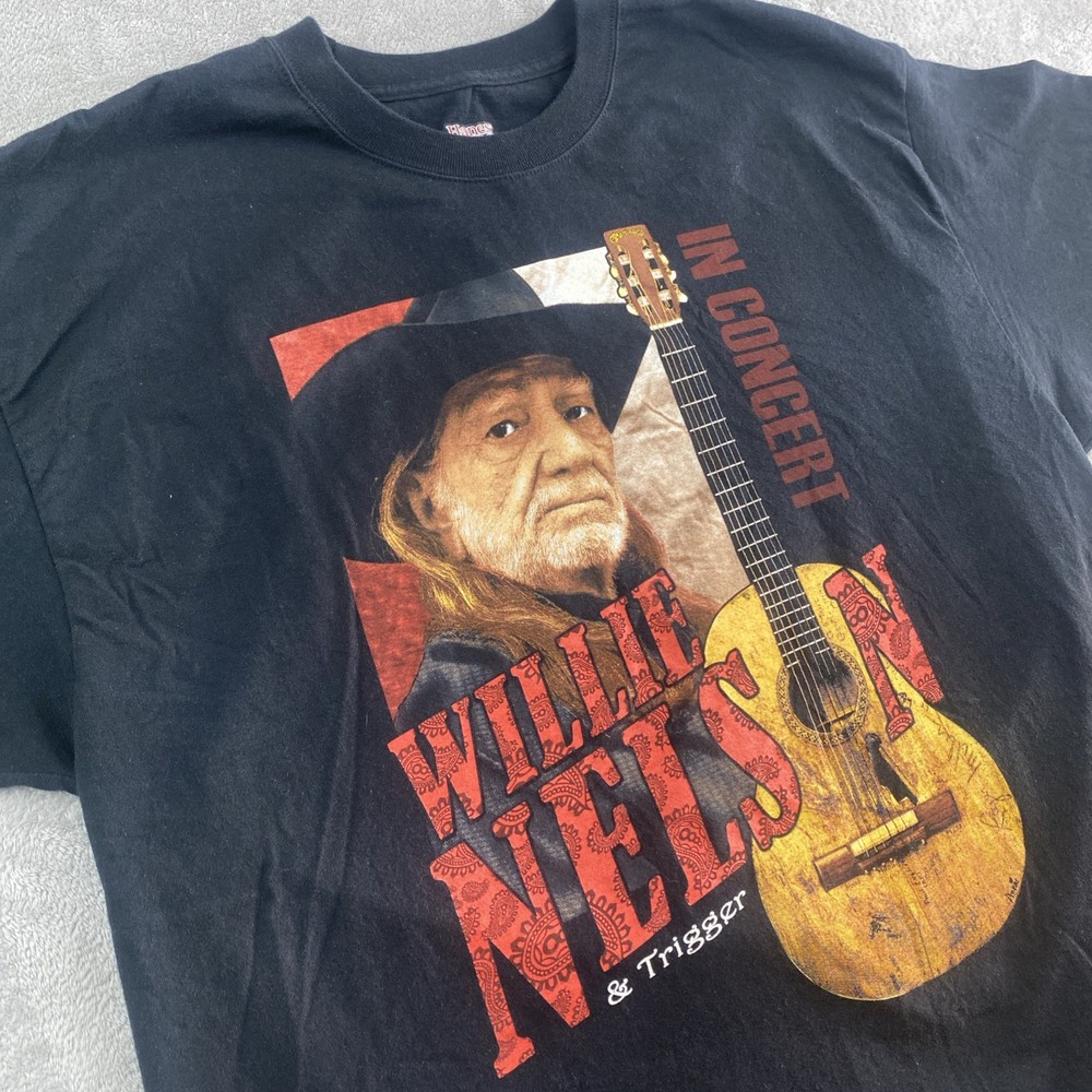 Willie Nelson Shirt Sz XL Mens Trigger In Concert Country Autumn Tour 2015 Black