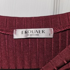 Burgundy Ribbed Short Sleeve Crewneck T-Shirt