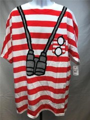 New Where’s Waldo Mens Adult Unisex S-M-L-XL-2XL Striped Cosplay Costume Shirt
