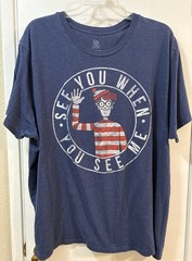 WHERE’S WALDO? Novelty T-Shirt Short Sleeves Blue Crew Neck Men’s 4XL