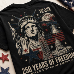 USA 250 Years of Freedom Shirt Men We The People Patriotic Eagle Flag Tee(S-5XL)