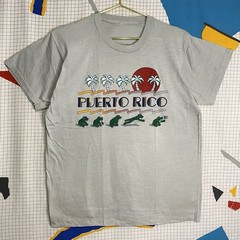 Vintage 70s Frogs Puerto Rico Tshirt Large Flag Sunset Retro Beach Single Stitch