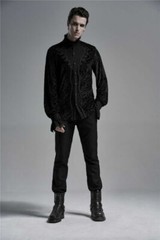 Punk Rave Men Goth Tops Palace Rereo Jacquard Banquet Wedding Long Sleeve Shirt