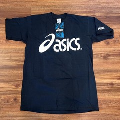 Vintage 90’s ASICS Logo Print Black T-Shirt Men’s Large Deadstock W Tag