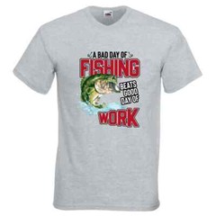 Fishing Beats Bad Day At Work Humour Novelty T Shirt Various Colours And Sizes