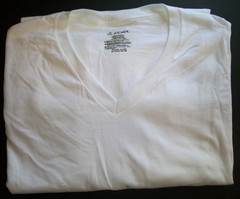 Jockey Power Knit V Neck T-Shirt Single Stitch WHITE L/XL (46-48) 100% Cotton