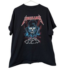 Metallica Shirt Men Measured Black Short Sleeve Grunge Rock Band Justice Skull