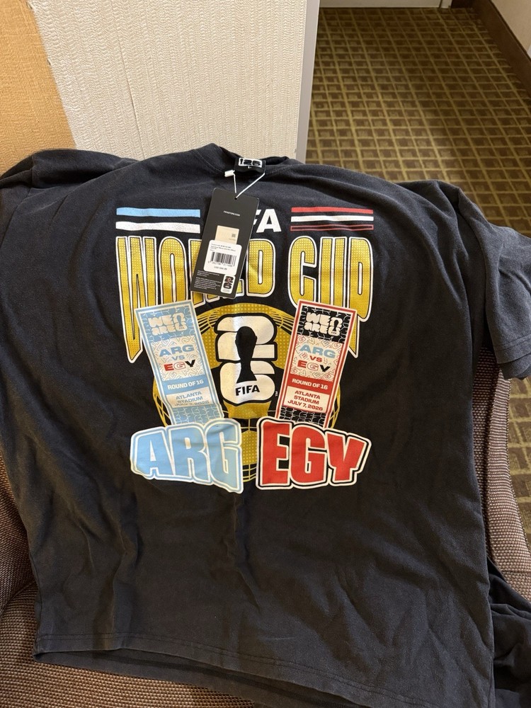 FIFA World Cup ARG vs EGY Game Day Ticket T-Shirt Men’s XL Black Cotton