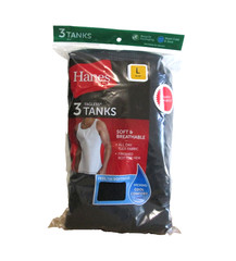New Men’s Hanes 3 Soft & Breathable Tagless Black tank Tops A-Shirts Large