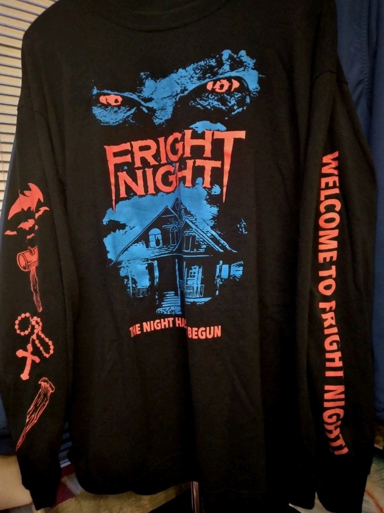 Fright Night Movie Shirt XL AOP🌙 WELCOME TO FRIGHT NIGHT🦇 Cult Horror 🏡 RARE