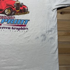 Vintage 90s Designer Screen Graphics Performance Pro Print Hot Rod Car Shirt- XL